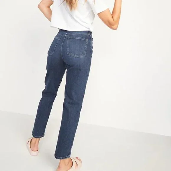 Old Navy Extra High-Waisted Sky-Hi Straight Button-Fly Jeans for Women New - Picture 6 of 12